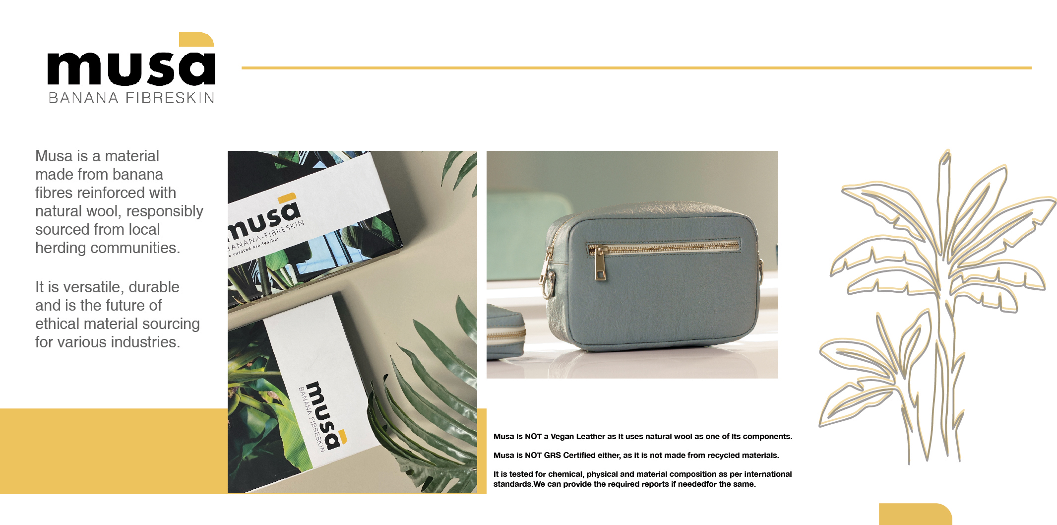 Musa is a bio leather developed from banana fibre and sheep wool.